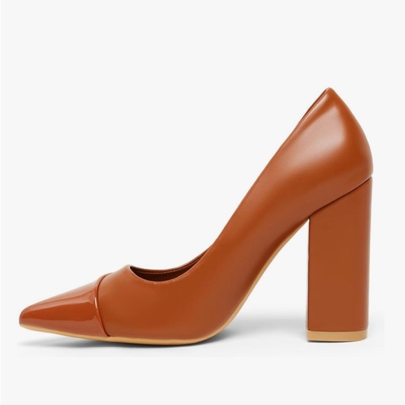 Hingswink Brown Chunky Heel Pumps Pointed Toe 4” Office Heels Size 7 (38) - Picture 7 of 8